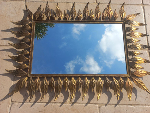 Important miroir métal doré - important,