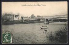 CPA Beslé, Pont sur la Vilaine avec bateau à voile 1909 