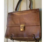 Sac à main ancien cuir camel ( T/GO/V) D