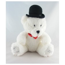 Doudou ours blanc chapeau