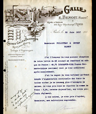 PARIS (XI°) USINE de CHAINES "GALLE & VAUCANSON / E. BENOIT Succ." Lettre en1917