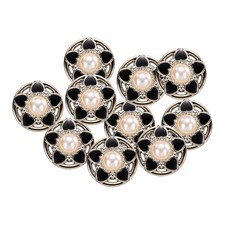 10pcs Boutons Perle Blanc Or