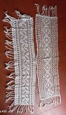 chemin de table ancien, cantonnière, devant étagère 128/32. crochet coton blanc