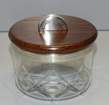 -JOLIE BOITE ART DECO BONBONNIERE CRISTAL/VERRE MONTURE BOUTON ARGENT MINERVE  D