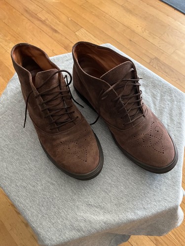 Brown suede ankle boots