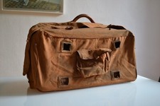 Ancienne grande sacoche cuir type docteur médecin voyage et sa housse tissu