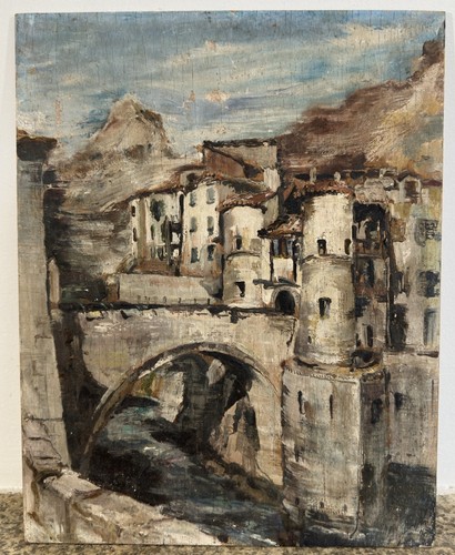 Huile sur panneau - , vue