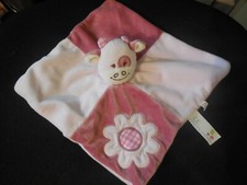 doudou plat vache rose brodé