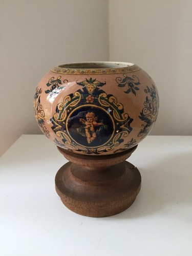Vase boule monté - gien, décor