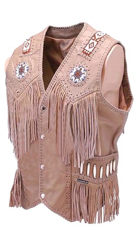gilet cuir frange