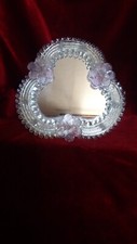 Joli petit miroir vénitien en verre de Murano des années 50/60-Fleurs, vintage