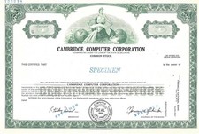 Cambridge Ordinateur Corporation " Spécimen " Commune Stock Certificat