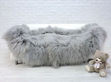 Véritable Peau de Mouton Islandaise QUATR0 Gris Shag Tapis Zone Fourrure 788