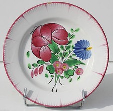 ASSIETTE ANCIENNE EN FAIENCE DE SAINT-CLEMENT - XIX° siècle - FLEURS - D 23 cm