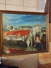Peinture Sur Toile Américaine En Camargue Signe Hauteur 60 Cm Longueur 51 Cm...