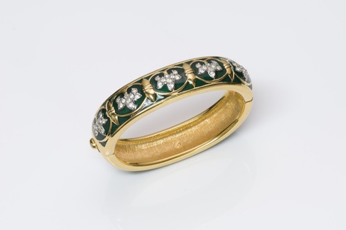 Swarovski green enamel - green, fleur