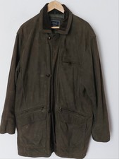 Veste/ Manteau 3/4  N &B en Cuir Véritable Vert Kaki TBE. T: XL (voir mesures)