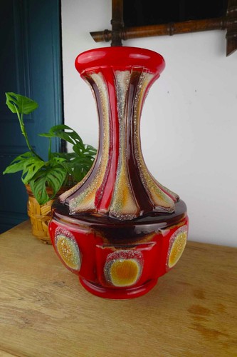 Vase céramique vintage rouge