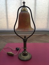 Lampe de bureau en Bronze Tulipe Pâte De Verre Non Signé