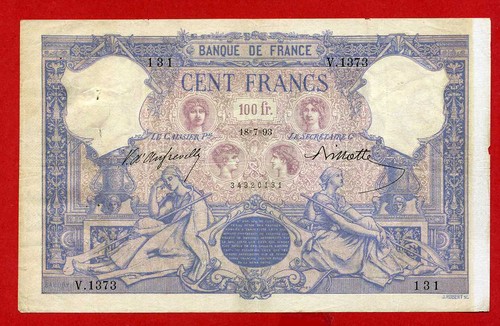100 francs bleu - (ref:,