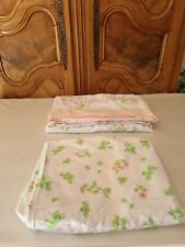 Ensemble Drap Housse + Drap Plat Francoise Saget Coton Flanelle Blanc Fleur Rose