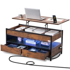 VEVOR Table basse escamotable avec plateau relevable avec USB 1000 mm marron