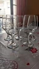 Lot De 5 Verres A Vin A Pieds Gravés "BORDEAUX"