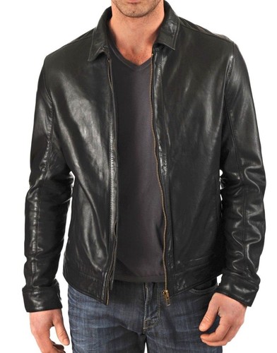 Veste cuir pur pour hommes - en,