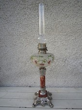 Lampe à pétrole  décor Chardon émaillé cristal Art Nouveau