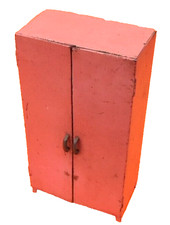 Années 1950  Mobilier de poupée Armoire industrielle  Tôle laquée rose