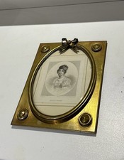 CADRE PHOTO ancien BRONZE doré Napoléon III décor NOEUD 21/16cm