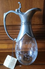 Jolie Carafe à décanter en verre monture en étain