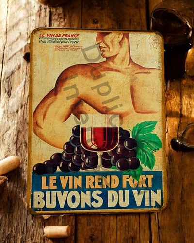 Plaque métal vintage vin - métal,