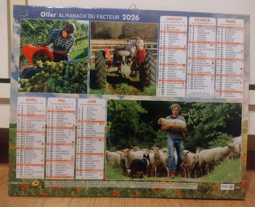 Calendrier poste 2026 - calendrier,