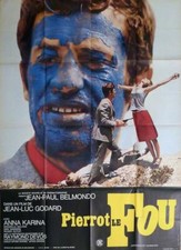 PIERROT LE FOU - GODARD / BELMONDO / NEW WAVE - ORIGINAL LARGE MOVIE POSTER
