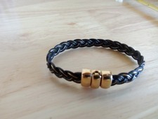 Bracelet en poil d'éléphant tressé avec fermoir Or 9K - Tressé