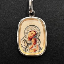 Pendentif icône orthodoxe Ukraine | Vierge Marie et Jésus en argent 925 |...