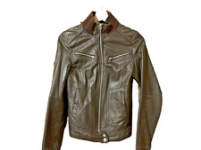 Blouson femme en cuir marron