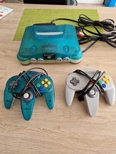 Nintendo N64 Clear blue Console System N64 Pal Manette câbles testé OK