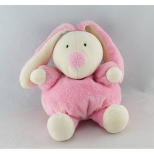 Doudou lapin boule blanc rose