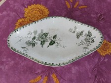 Ravier ancien Terre de Fer Saint Amand et Hamage Modèle Caiffa Décor Floral Vert