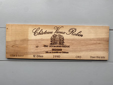 Ancienne estampe caisse vin en bois : Château Vieux Robin -1990- Bégadan
