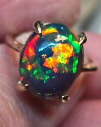 Bague opale feu noire - bague,
