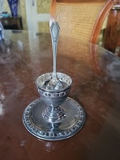 Argenterie Ancien Coquetier En Argent Massif Minerve Lenain & Fils L F Art Deco