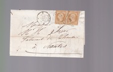 une paire  10 c   Napoléon III   Paris  marque E lettre 1859  destination Nantes