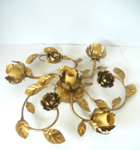Plafonnier lustre feuille - lustre, or