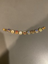 Ancien Bracelet Souvenir Laiton émail Blason Paris eiffel notre dame sacré cœur