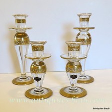 1 Bougeoir en cristal de saint st louis modéle thistle or 15 cm signé