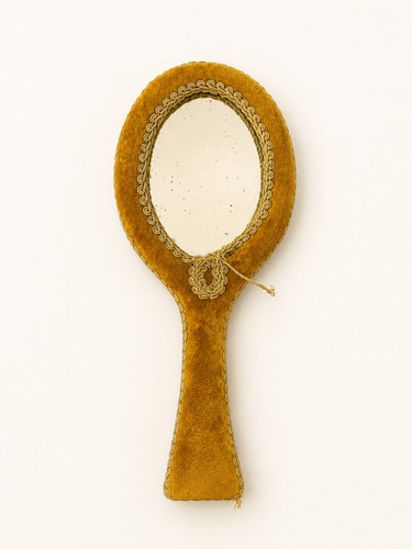 Miroir main ancien velours - miroir, à