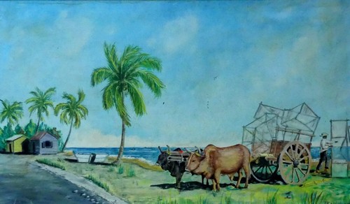 Tableau paysage palmier - tableau, iles